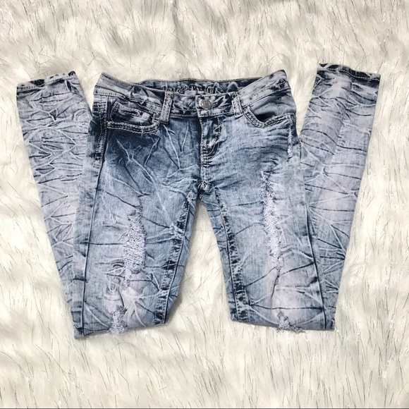 Almost Famous Denim - Almost Famous Acid Washed Distressed Skinny Jeans